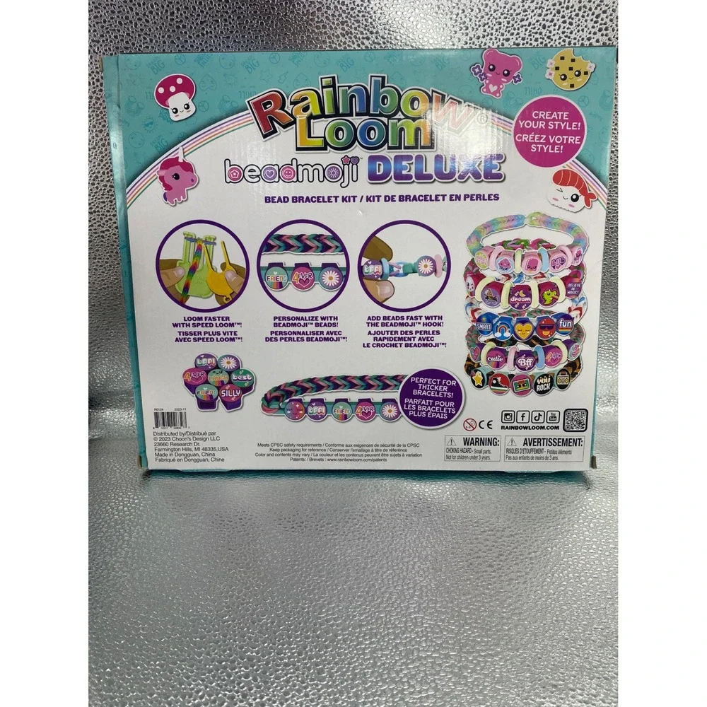 Rainbow Loom Beadmoji‎ Deluxe Bead Bracelet Kit 2200 Rubber Bands 340 Beads New